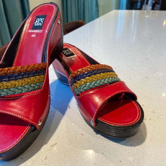 Red ECS Sandals 3 inches high heel size 40 - Picture 2 of 8